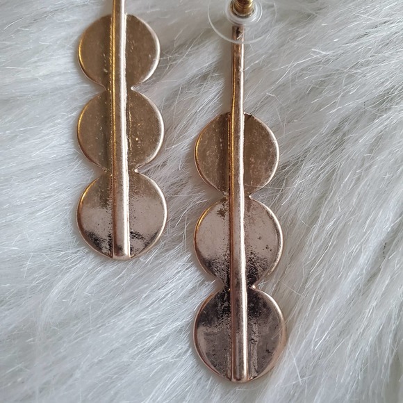 New Women's Triple Plated Disc Drop Earrings Gold-Tone - Picture 4 of 4